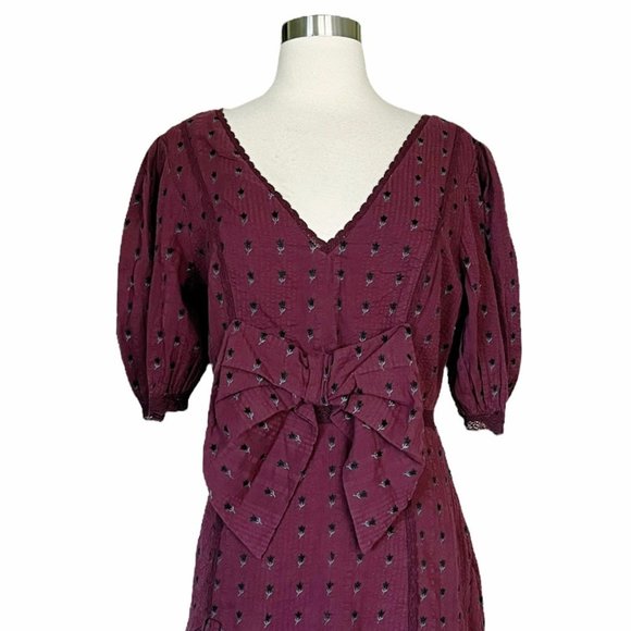 LoveShackFancy Lena Dress Burgundy - Picture 2 of 4